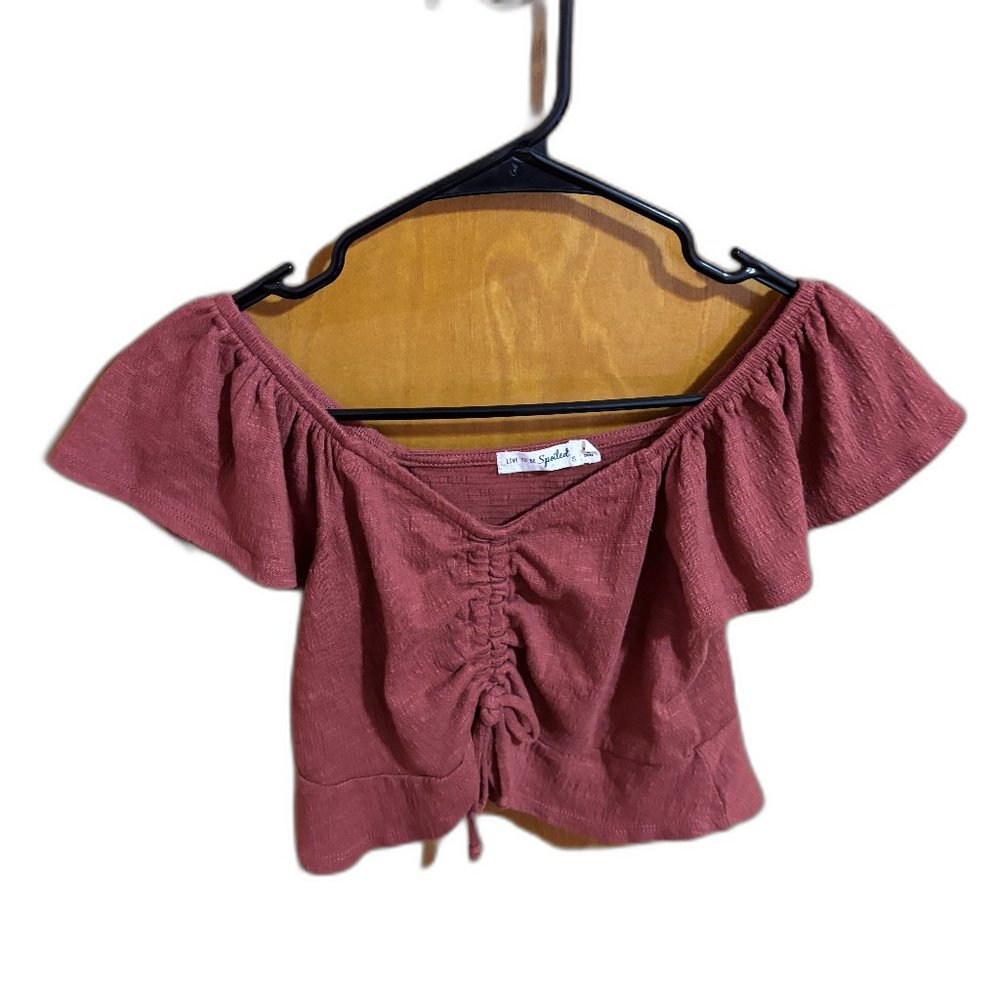 Live To Be Spoiled Maroon‎ Crop Top with Front Tie